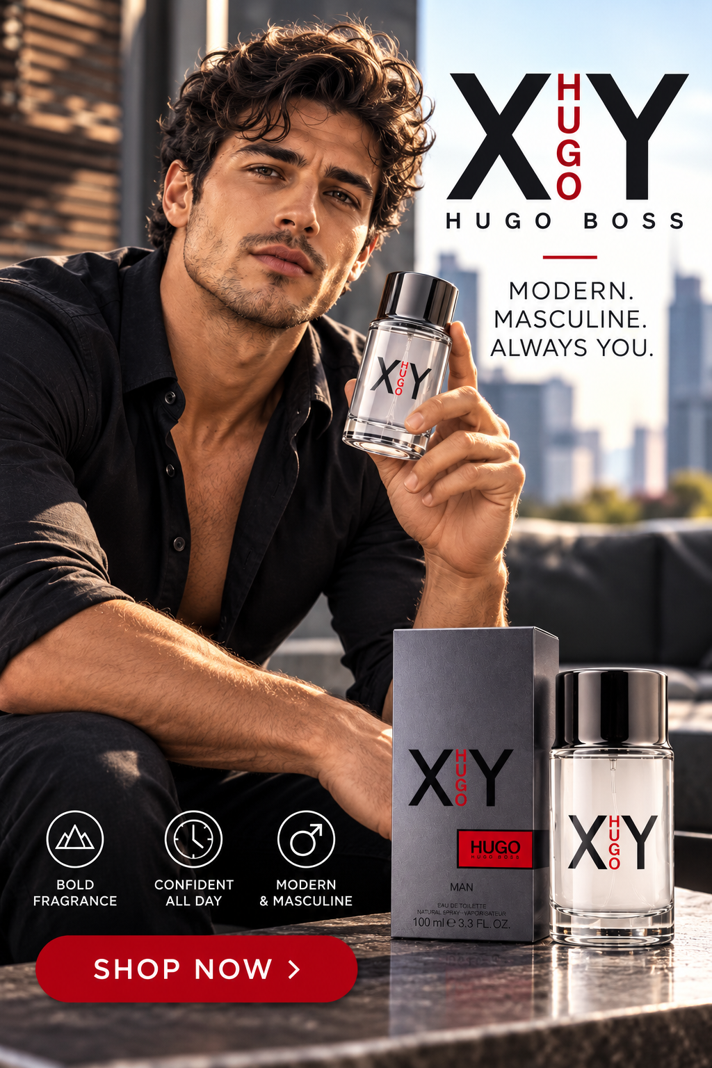 HUGO XY Man Eau de Toilette for Men – 3.3 oz / 100 mL